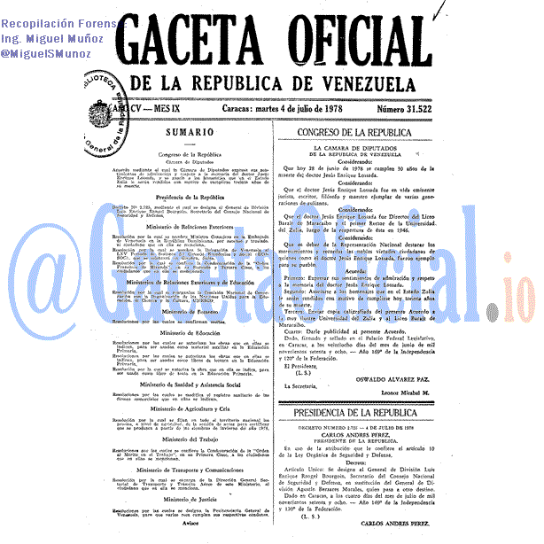 Gaceta Oficial 31522 del 4 Julio 1978