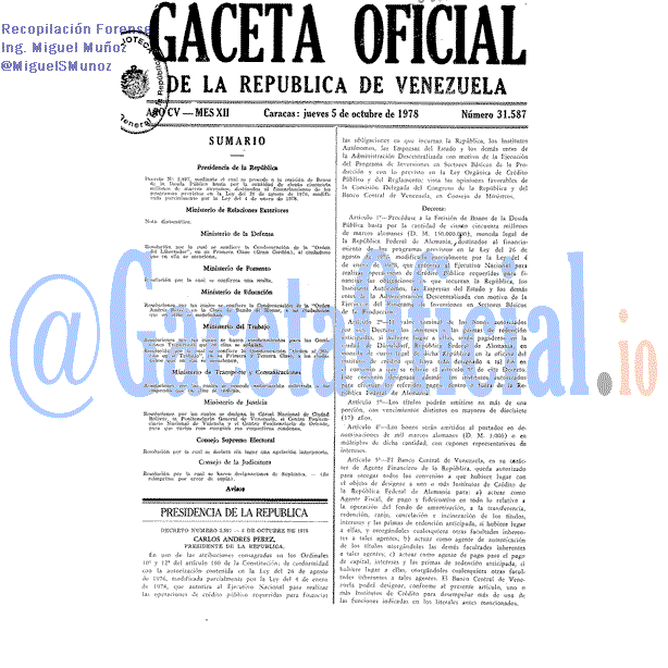 Gaceta Oficial 31587 del 5 Octubre 1978