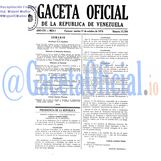 Gaceta Oficial 31594 del 17 Octubre 1978