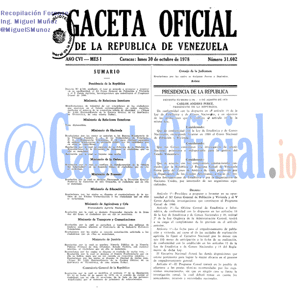 Gaceta Oficial 31602 del 30 Octubre 1978