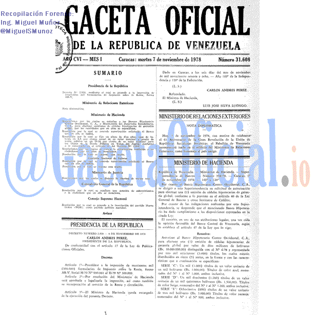 Gaceta Oficial 31608 del 7 Noviembre 1978