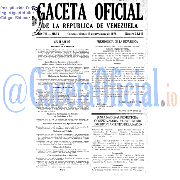 Gaceta Oficial 31611 del 10 Noviembre 1978