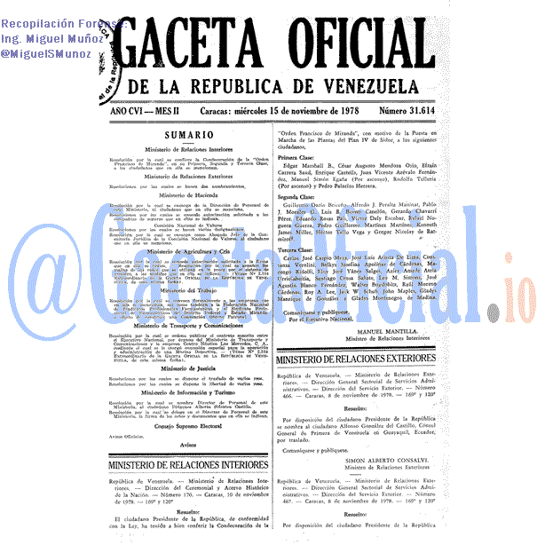 Gaceta Oficial 31614 del 15 Noviembre 1978