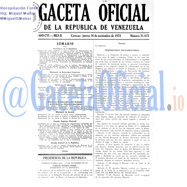 Gaceta Oficial 31615 del 16 Noviembre 1978