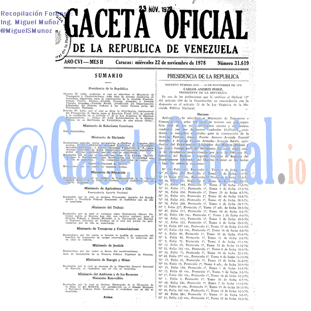 Gaceta Oficial 31619 del 22 Noviembre 1978