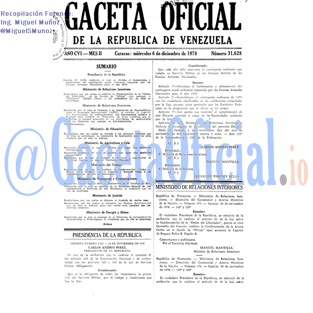 Gaceta Oficial 31628 del 6 Diciembre 1978