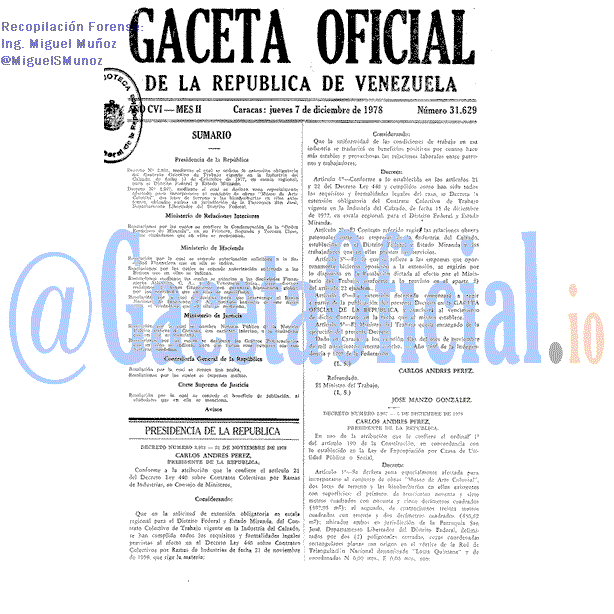Gaceta Oficial 31629 del 7 Diciembre 1978