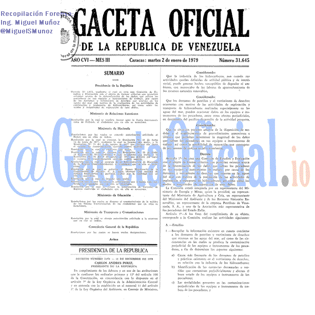 Gaceta Oficial 31645 del 2 Enero 1979