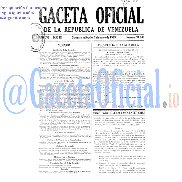 Gaceta Oficial 31646 del 3 Enero 1979