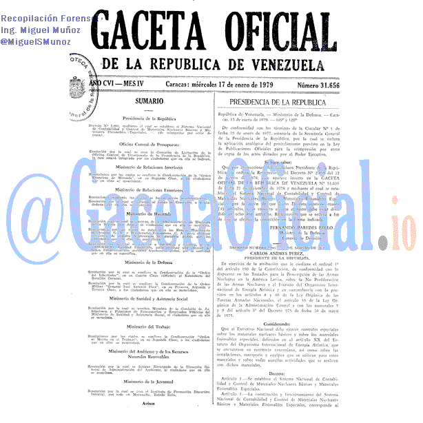 Gaceta Oficial 31656 del 17 Enero 1979
