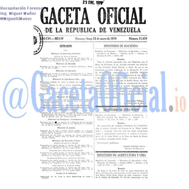 Gaceta Oficial 31659 del 22 Enero 1979