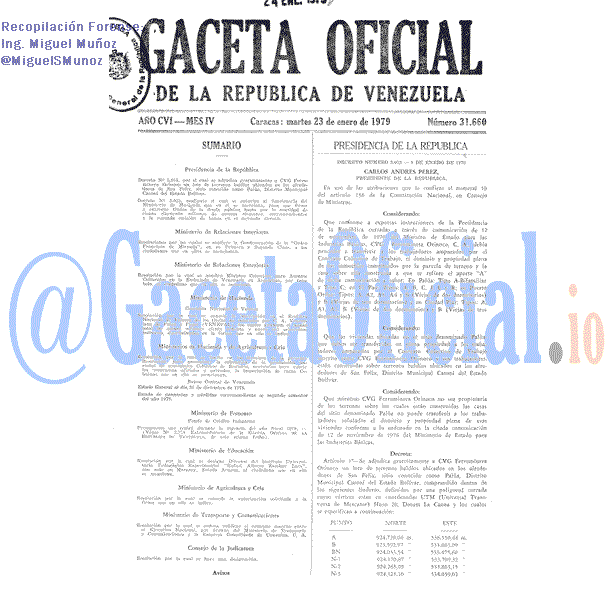 Gaceta Oficial 31660 del 23 Enero 1979