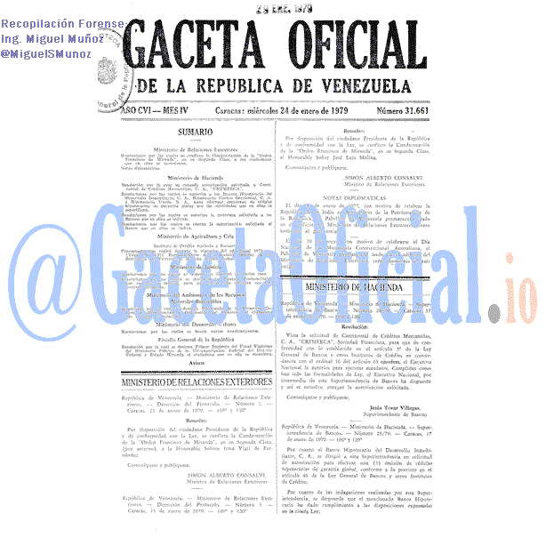Gaceta Oficial 31661 del 24 Enero 1979