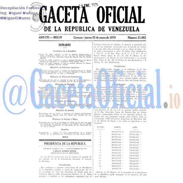 Gaceta Oficial 31662 del 25 Enero 1979