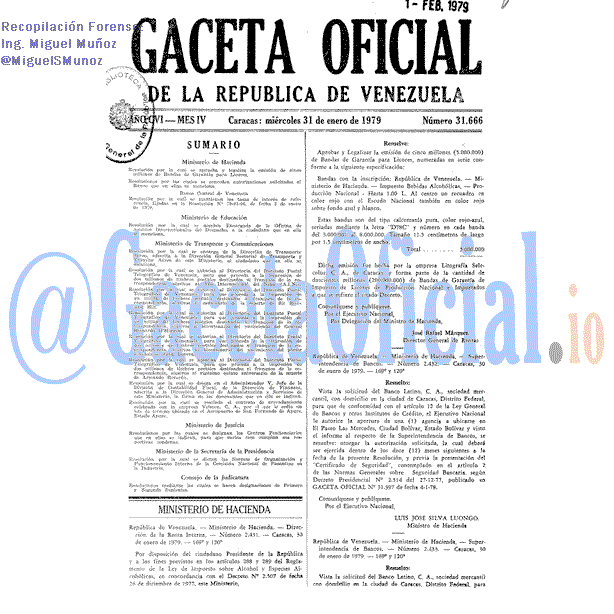 Gaceta Oficial 31666 del 31 Enero 1979