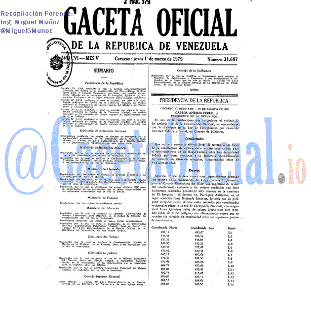 Gaceta Oficial 31687 del 1 Marzo 1979