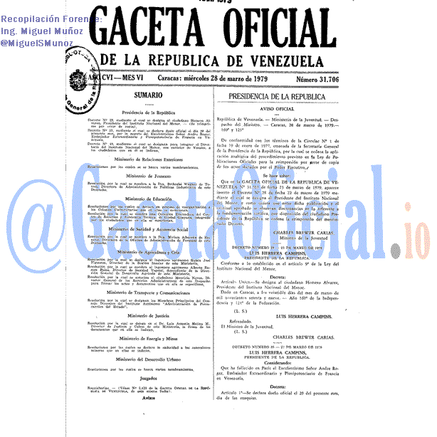 Gaceta Oficial 31706 del 28 Marzo 1979