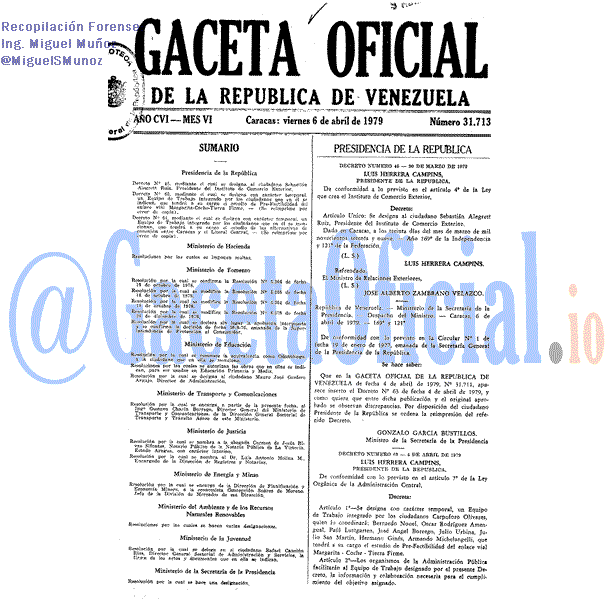 Gaceta Oficial 31713 del 6 Abril 1979