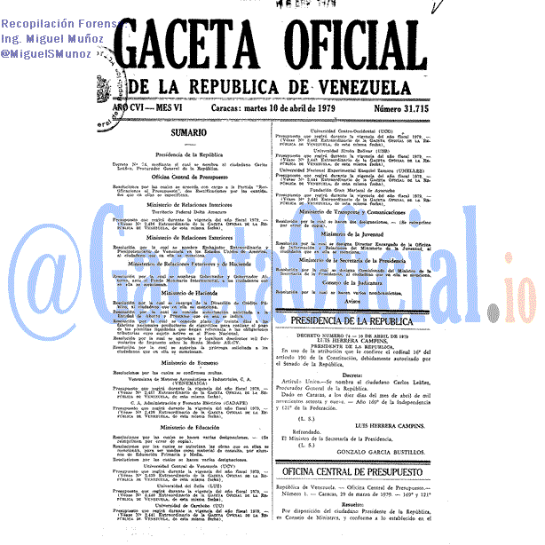 Gaceta Oficial 31715 del 10 Abril 1979