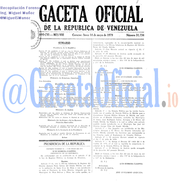 Gaceta Oficial 31734 del 14 Mayo 1979