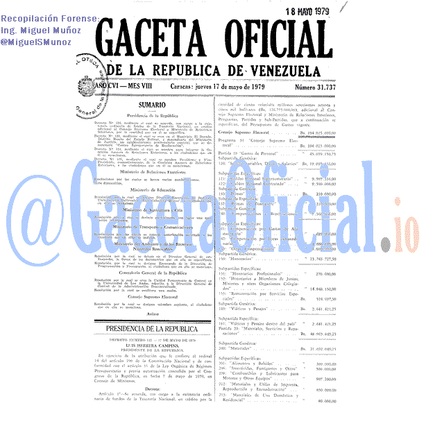 Gaceta Oficial 31737 del 17 Mayo 1979