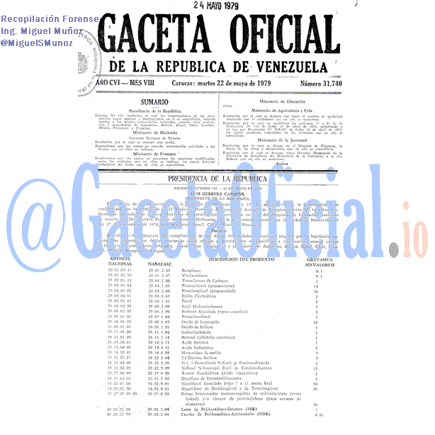Gaceta Oficial 31740 del 22 Mayo 1979