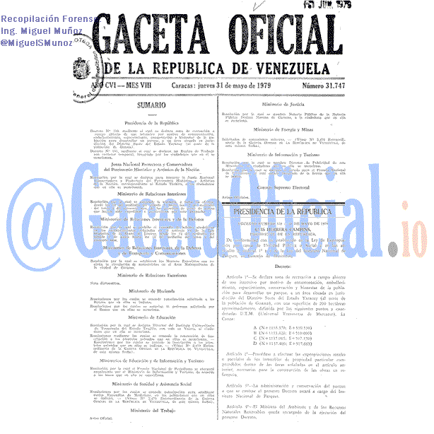 Gaceta Oficial 31747 del 31 Mayo 1979