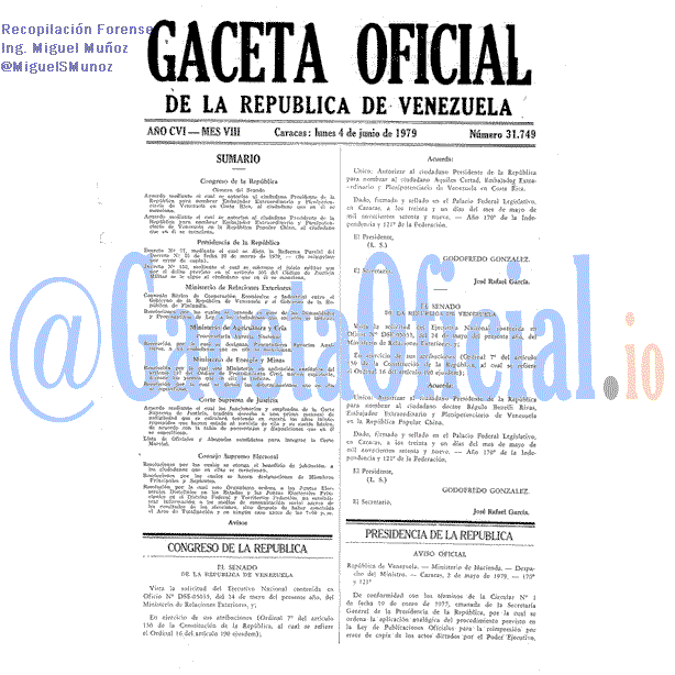 Gaceta Oficial 31749 del 4 Junio 1979