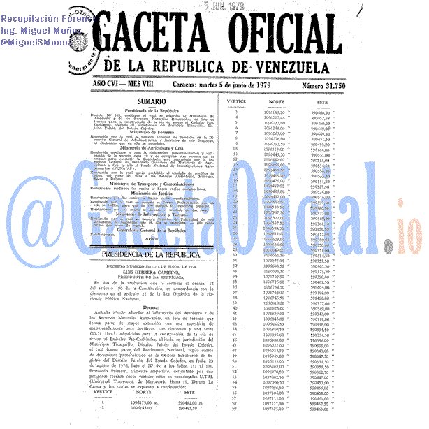 Gaceta Oficial 31750 del 5 Junio 1979