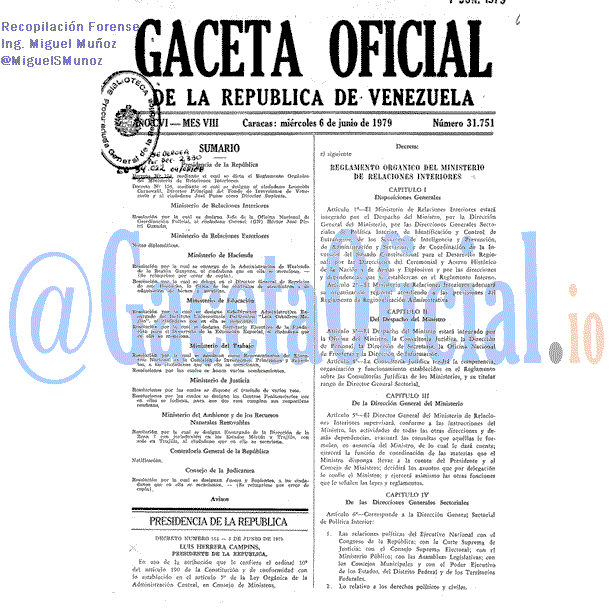 Gaceta Oficial 31751 del 6 Junio 1979