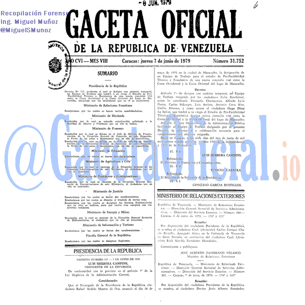 Gaceta Oficial 31752 del 7 Junio 1979