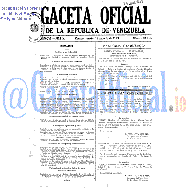 Gaceta Oficial 31755 del 12 Junio 1979
