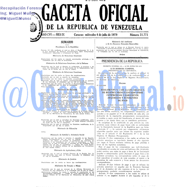 Gaceta Oficial 31771 del 4 Julio 1979