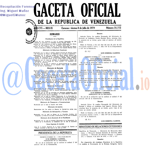 Gaceta Oficial 31772 del 6 Julio 1979