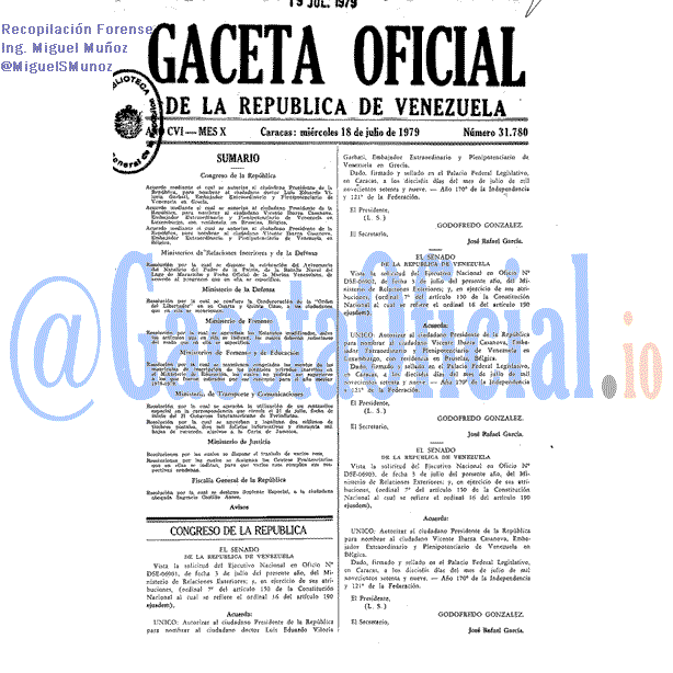 Gaceta Oficial 31780 del 18 Julio 1979