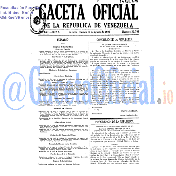 Gaceta Oficial 31796 del 10 Agosto 1979