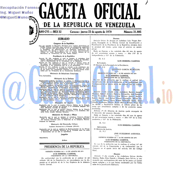 Gaceta Oficial 31805 del 23 Agosto 1979