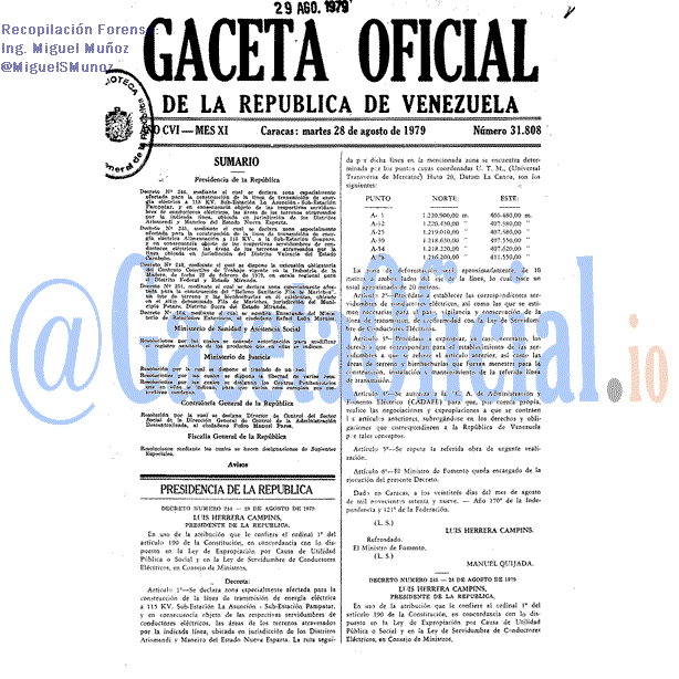 Gaceta Oficial 31808 del 28 Agosto 1979
