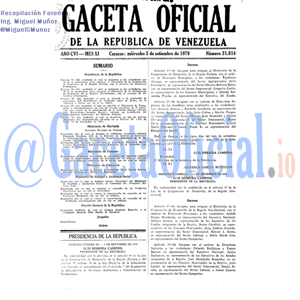 Gaceta Oficial 31814 del 5 Septiembre 1979