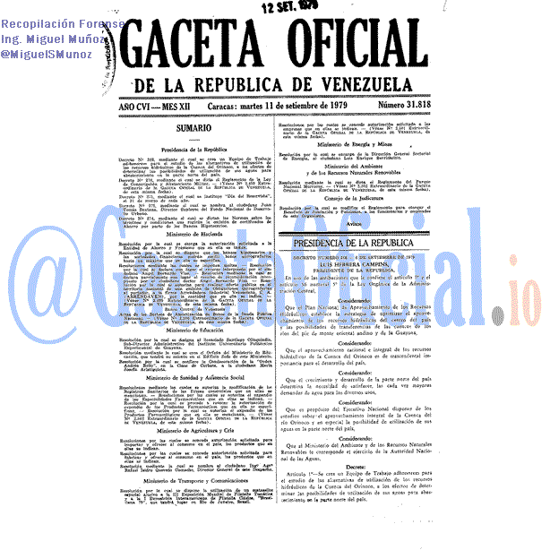 Gaceta Oficial 31818 del 11 Septiembre 1979