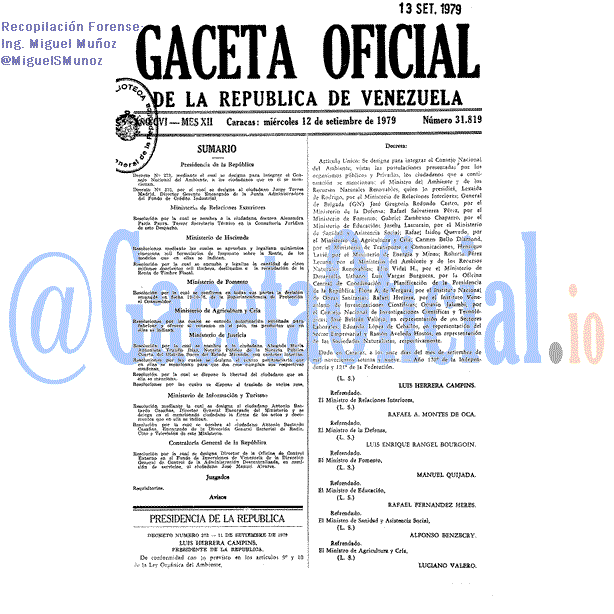 Gaceta Oficial 31819 del 12 Septiembre 1979