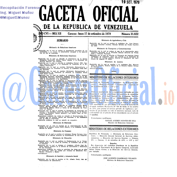 Gaceta Oficial 31822 del 17 Septiembre 1979