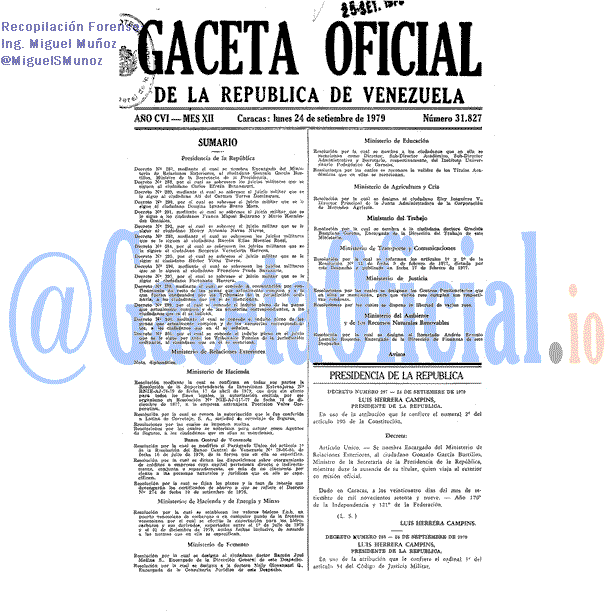 Gaceta Oficial 31827 del 24 Septiembre 1979