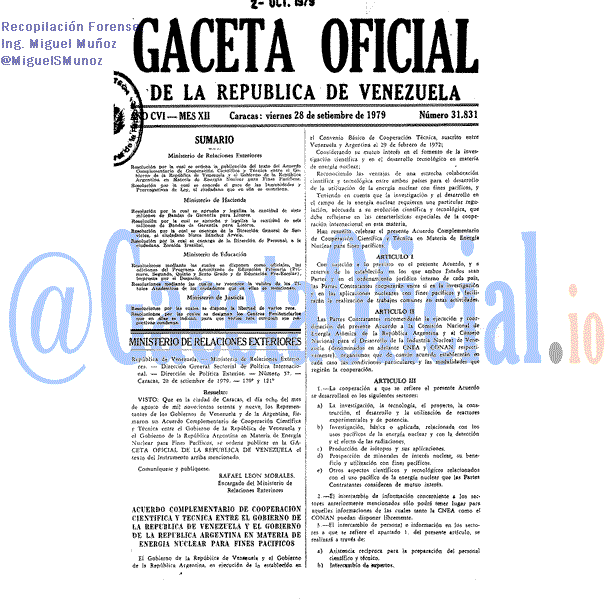 Gaceta Oficial 31831 del 28 Septiembre 1979