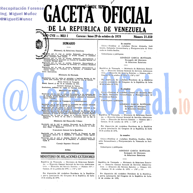 Gaceta Oficial 31850 del 29 Octubre 1979