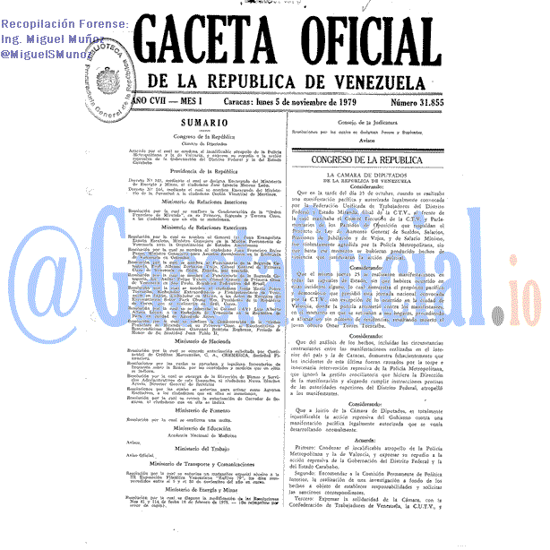 Gaceta Oficial 31855 del 5 Noviembre 1979