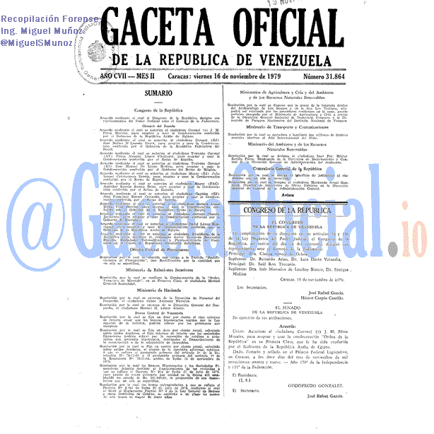 Gaceta Oficial 31864 del 16 Noviembre 1979