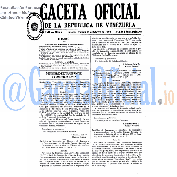 Gaceta Oficial 2563 del 15 Febrero 1980