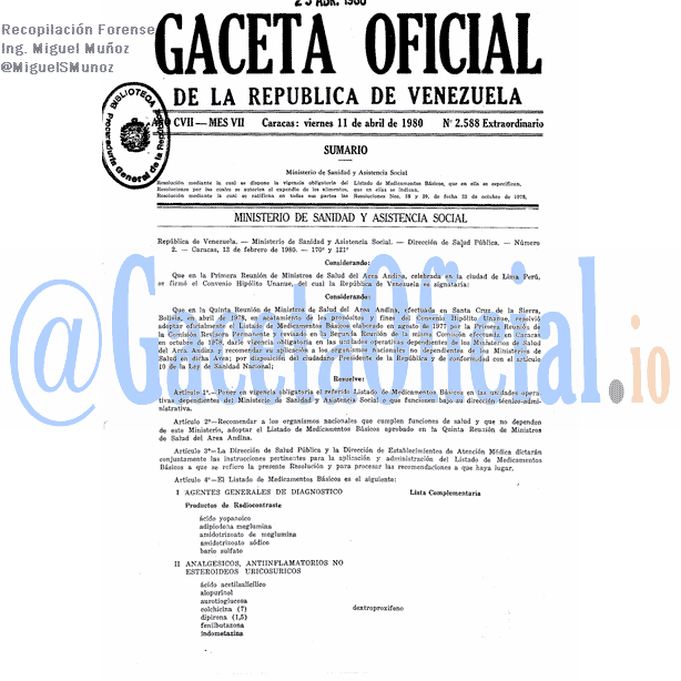 Gaceta Oficial 2588 del 11 Abril 1980
