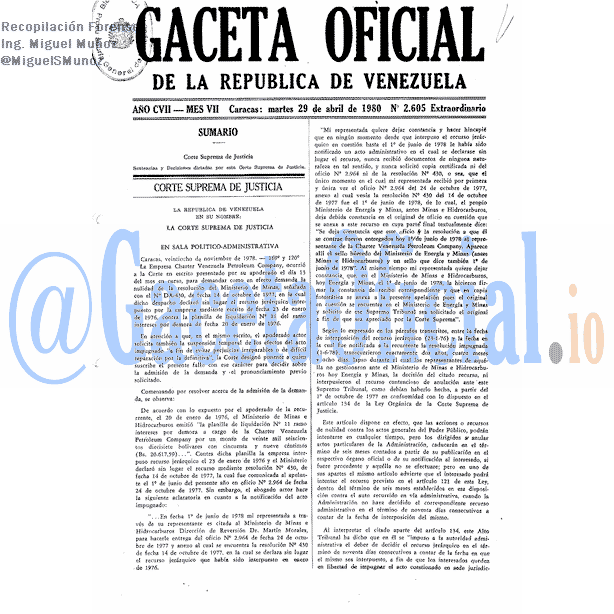 Gaceta Oficial 2605 del 29 Abril 1980